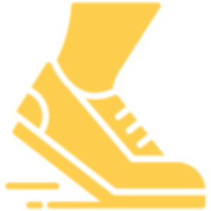 Chaussure Jaune qui court - Logo Les Foulées Joyeuses